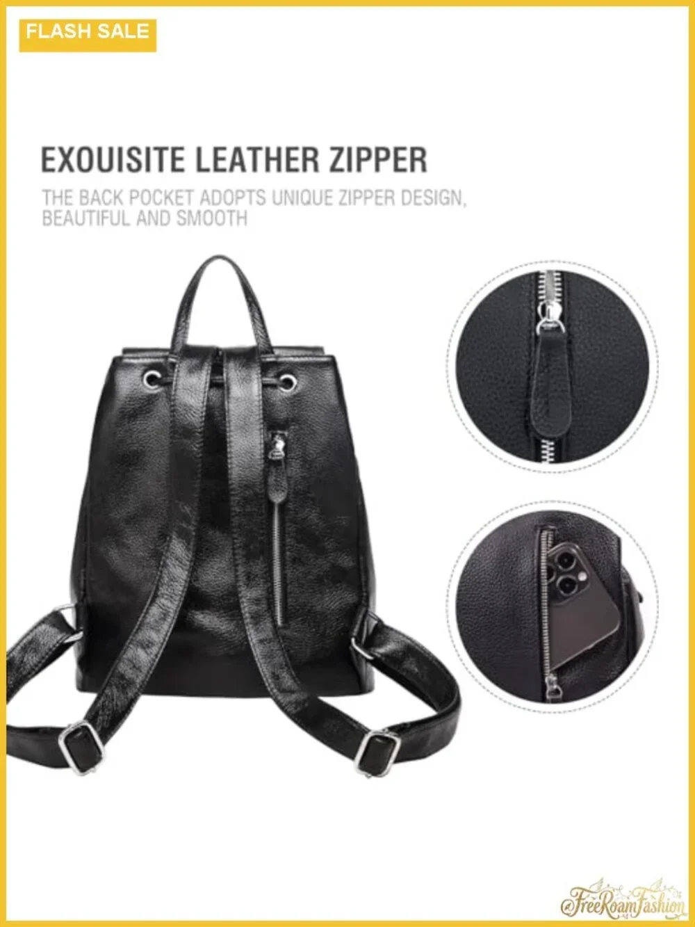 Genuine Leather Backpack Purse for Women Adjustable Straps Travel Work